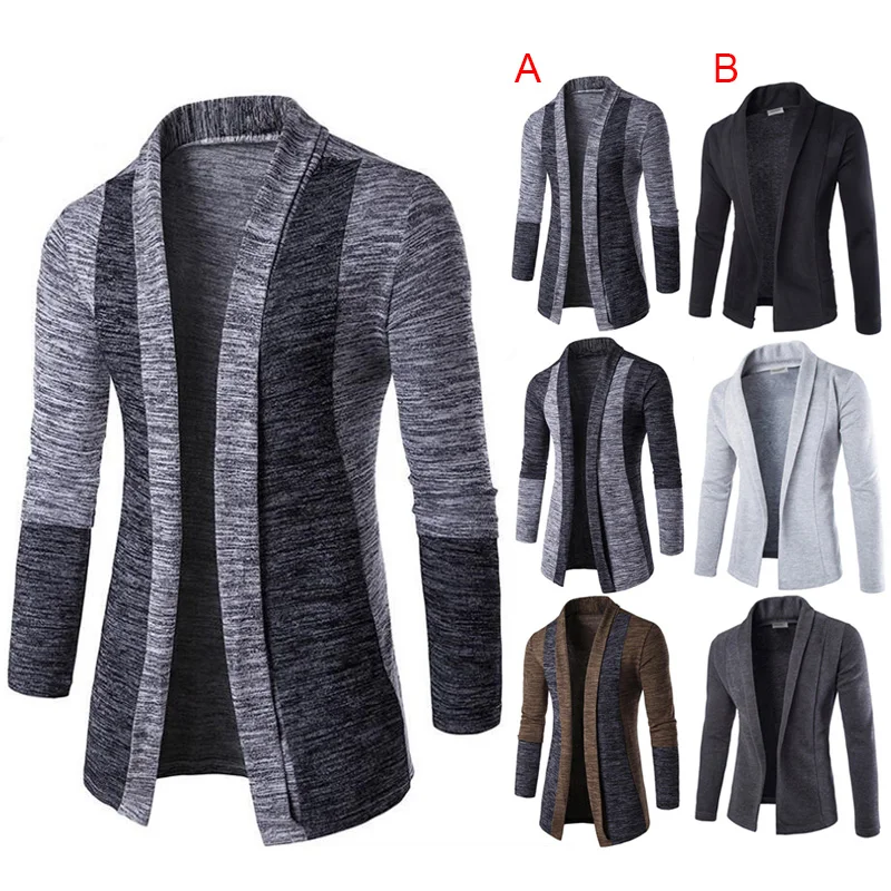 Мужской свитер тонкий вязаный кардиган с длинным рукавом Тренч куртки деловые