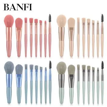 

BANFI Mini Makeup Brushes Set Eyeshadow Powder Wood Handle Concealer Cosmetic 8piece Eyebrow Beauty Tool