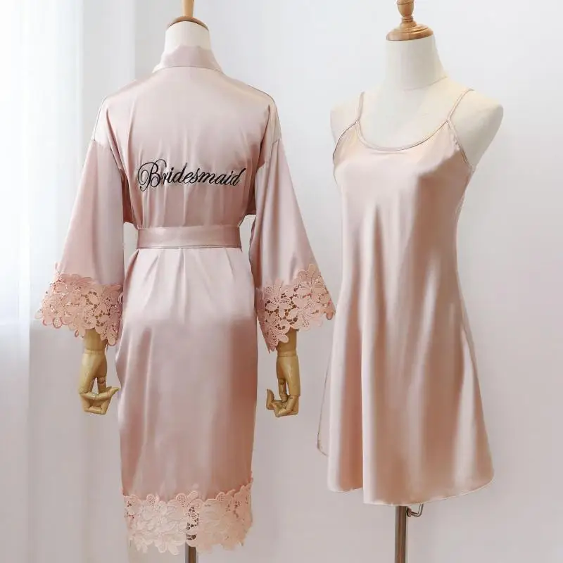 Women Sexy Home Dressing Gown Lingerie Bride Wedding Robe Set Nightwear Sleepwear Kimono Bathrobe