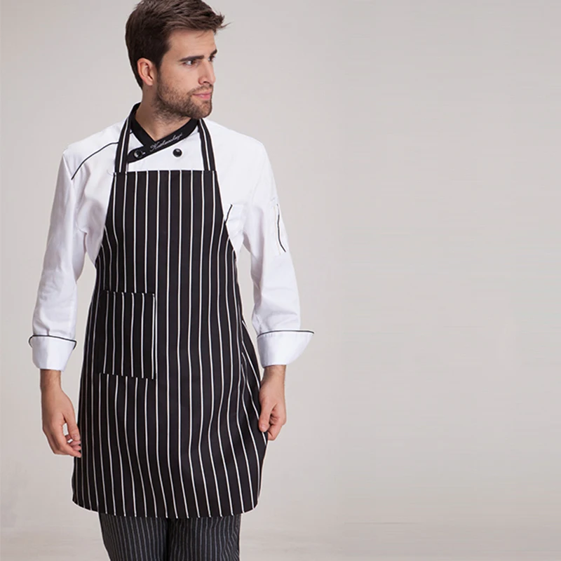 Wholesale unisex Half-length Adult Apron Striped Hotel Restaurant Chef Waiter Apron Kitchen Cook Adjustable waterproof Apron new