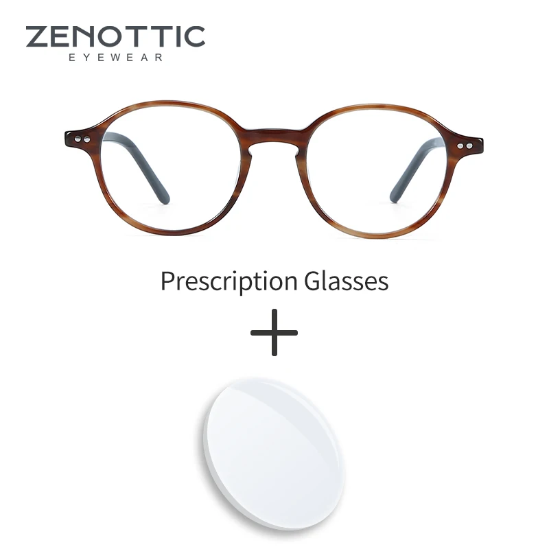 Очки ZENOTTIC с ацетатным рецептом для мужчин и женщин Круглые ретро фотохромные очки защитой от синего света