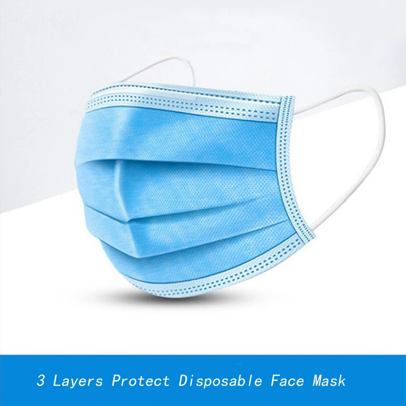 

1000 Piece Disposable Protective Respirator Civil Face Mask Non Woven Fabrics Wholesale High Quality 3 Layers Protect Breath