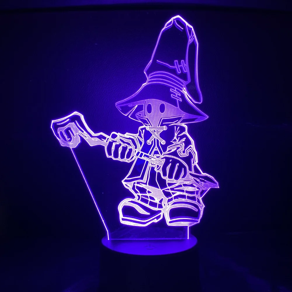 Colorful LED 3D Acrylic Light Game Final Fantasy Vivi Ornitier Figure Kids Night Light Bedroom Lamp Christmas Birthday Gifts