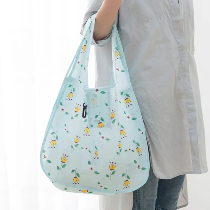 

46*63cm Women Waterproof Reusable Foldable Shopping Bag Tote Portable Cloth Eco Grocery Bag Casual Floral Ladies Recycle Bag