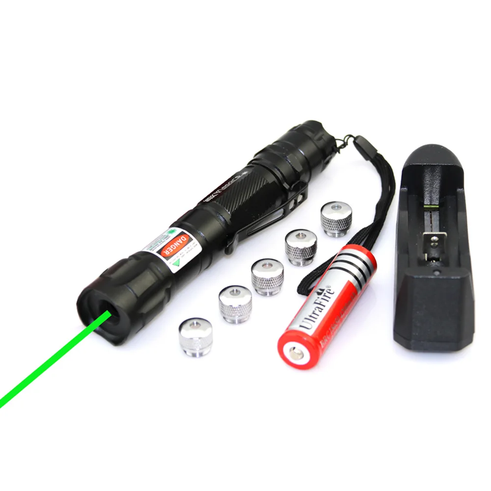 

High Power Green Laser Pointer Hunting 2 in 1Detachable 5 laser cap laser sight device Adjustable Focus lazer pen