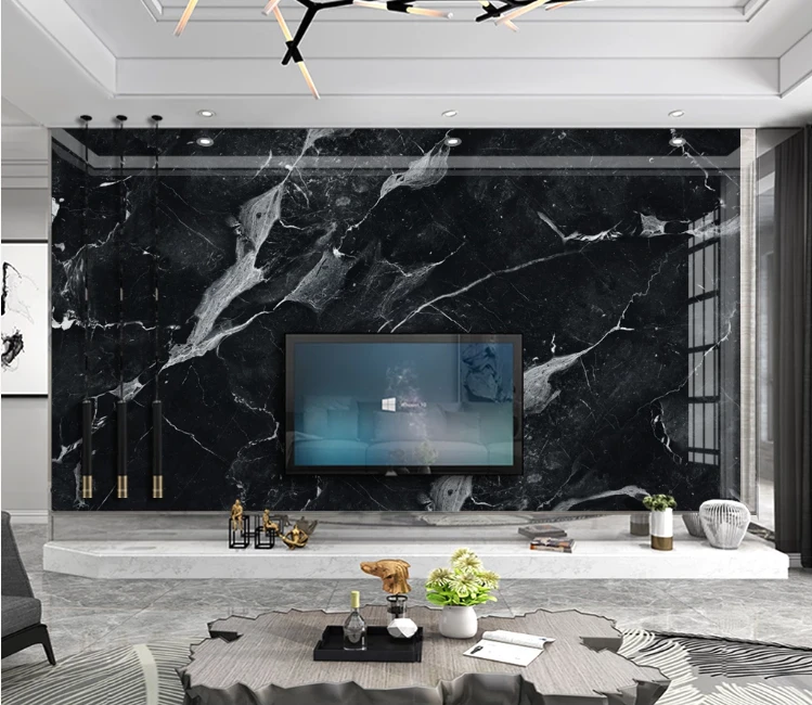 黒大理石の壁紙 テレビの背景 家の装飾のための抽象的な壁の壁紙 Wallpapers Aliexpress