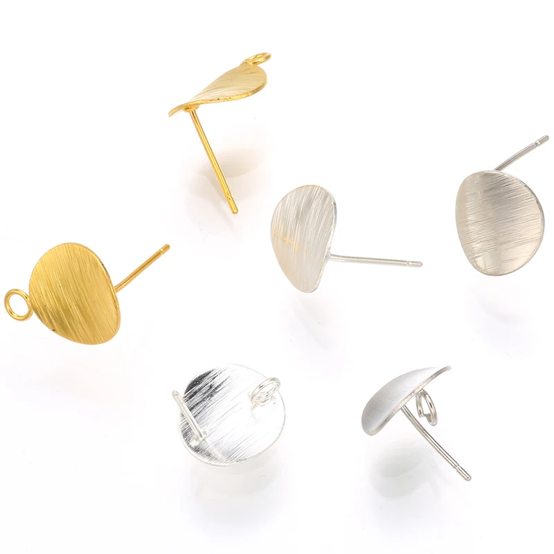 14 pcs 10*11 mm Round Curved Stud Earring Blank Base High quality Fit Cabochon Cameo Settings Ear Post For DIY Jewelry Making |