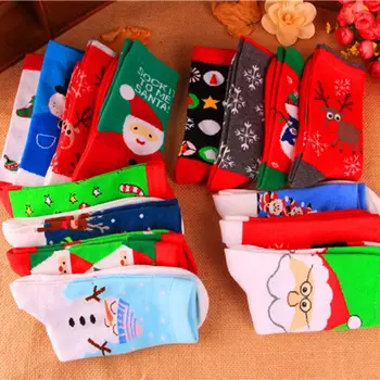 

15 pair Warm Sweat and Deodorant Old Man Elk Snowman Cotton Women's Socks In The Tube New Year Christmas Festive Red Sock 67JB