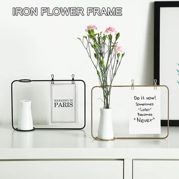 

Dual Use Iron Photo Frame Ceramic Flower Hydroponics Vase Decoration for Home LBShipping