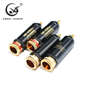 

4pcs 8pcs XSSH audio Jack Hi-end 0102Cu HIFI DIY Plating Gold Audio Video Connectors TV Tuner RCA Plug Plugs