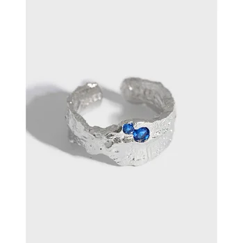 

Korean ins minority design sense texture irregular surface zircon S925 Sterling Silver Ring
