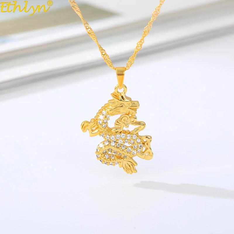 Ethlyn CZ Dragon Подвески для женщин и мужчин золотой Цвет украшения кубического