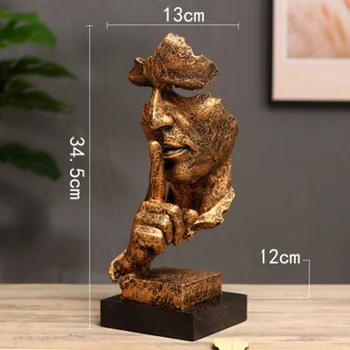 

Home Decor Resin Silence Mask Statue Abstract Statuettes No Say Mask Sculpture for Office Vintage Home Decoration Accessories