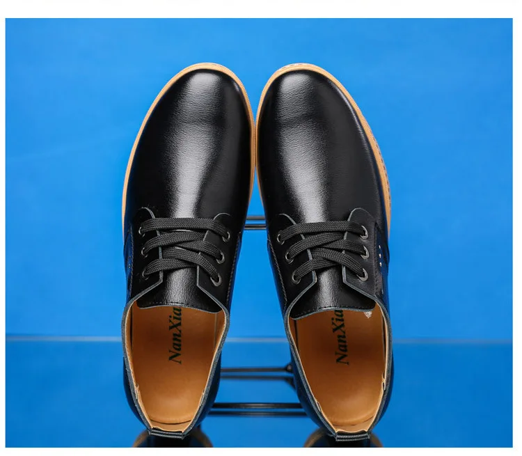 IMAXANNA/весенние мужские кожаные туфли дышащие оксфорды для мужчин; Повседневная модельная Свадебная обувь на шнурках наивысшего качества
