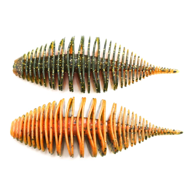 B&U BELLOWS GILL Soft Lure Worm Fishing Bass Lure Silicone Baits Soft Rubber For Fishing Swimbait Artificial leurre souple BROWN YELLOW