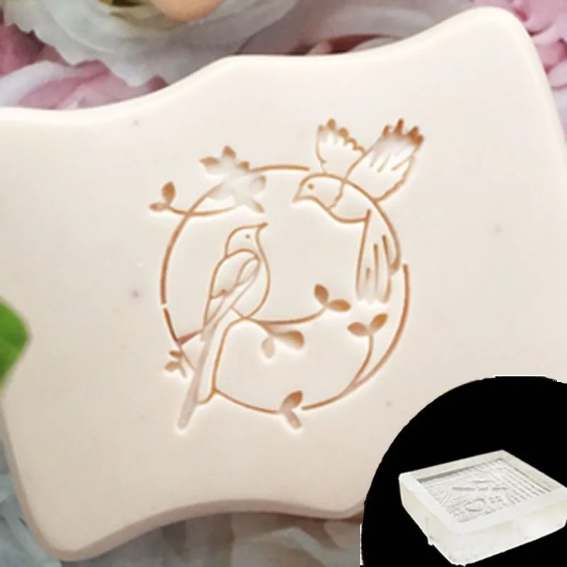 Handmade Soap Stamp with Handle, Transparent Natural Soap Seal, Animal Birds, Alphabet, English Letter, Clear Acrylic