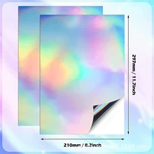 Papier autocollant arc en ciel 20/a4, le papier autocollant holographique imprimable en vinyle sèche rapidement, autocollant étanche pour imprimante à jet d'encre/Laser