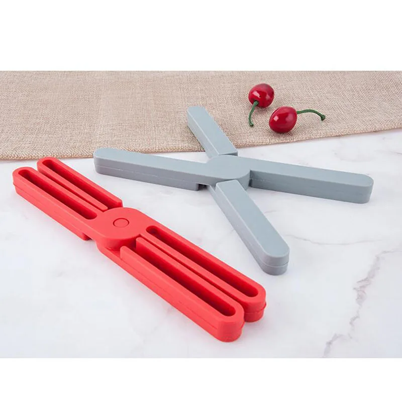 Силиконовые складные контейнеры подставка для Кухня Non-slip горшок держатель крест