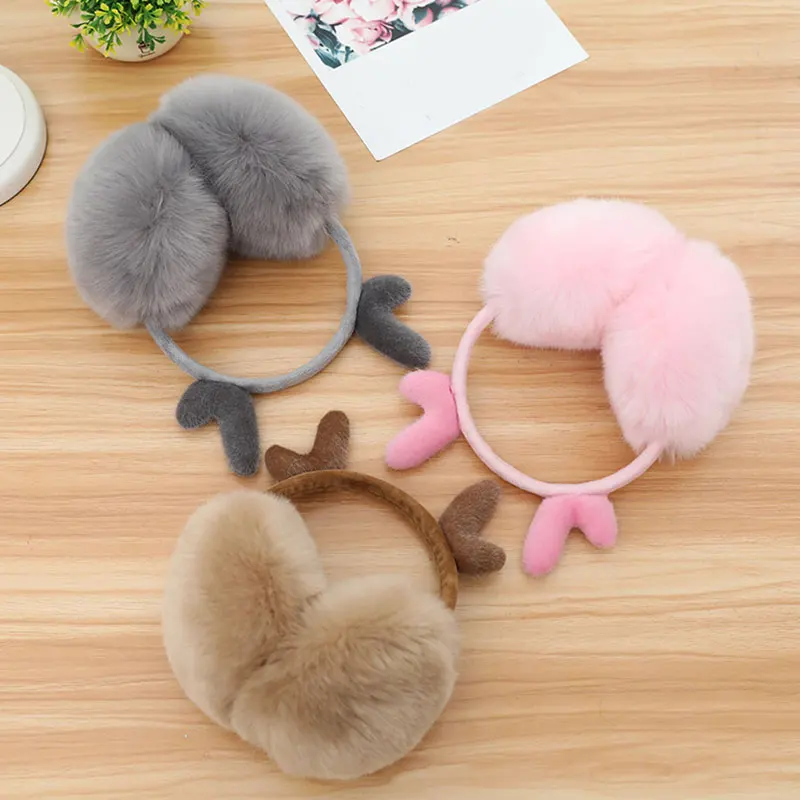 

Women Winter Earmuffs Deer Christmas Antler Korean Version of Cute Winter Warm Plush Antler Fashion Apparel Accessories
