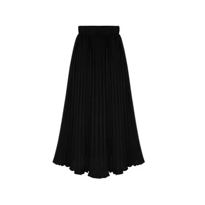 Bella Philosophy Женская мода Европейский стиль плиссированная средняя удлиненная юбка женские шифоновые однотонные юбки женский эластичный пояс юбки - Цвет: black