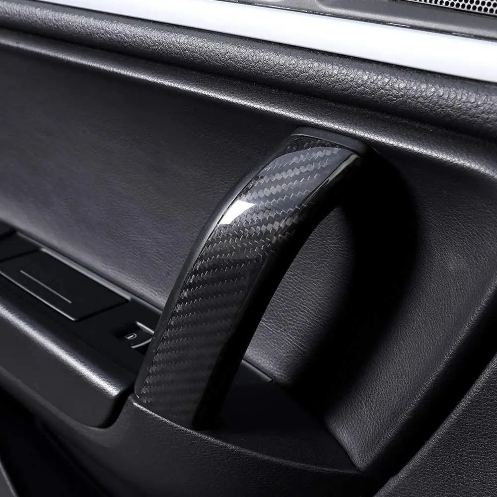 

Накладка на внутреннюю дверную ручку автомобиля из настоящего углеродного волокна, аксессуары для VW Volkswagen Touareg 2011-2018