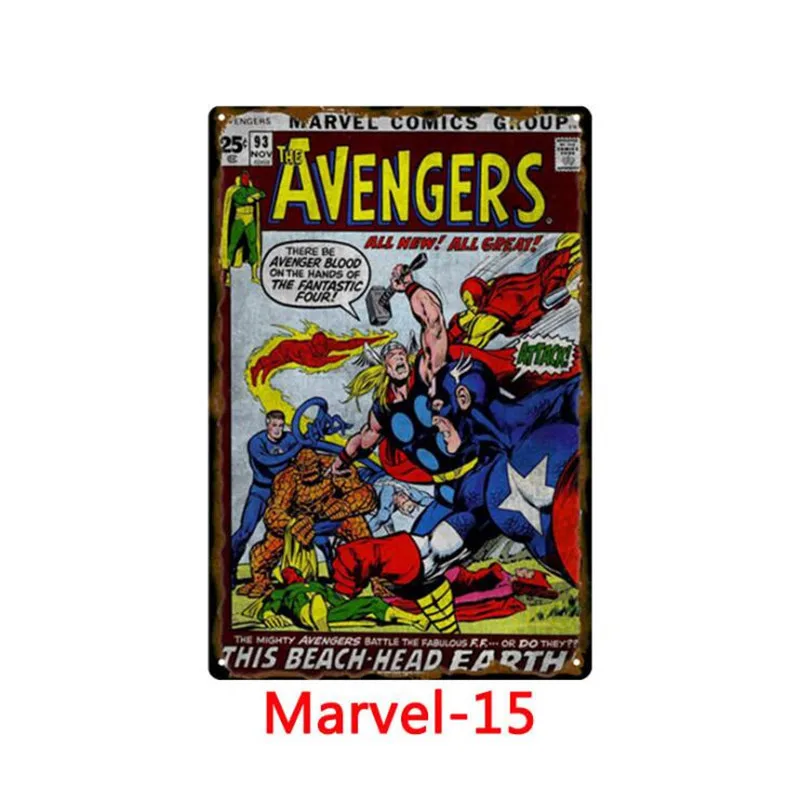 Герой Marvel комиксов Железный человек металлический знак Ретро металлический оловянный плакат с подписью доска для паба металлический винтажный домашний Декор стены искусства бар украшения