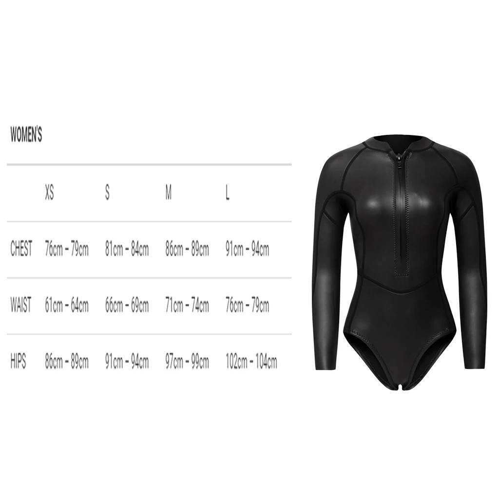 2MM Neoprene Wetsuit Women One Piece Long Sleeve Scuba Diving Wet Suit Swimsuit Rash Guard