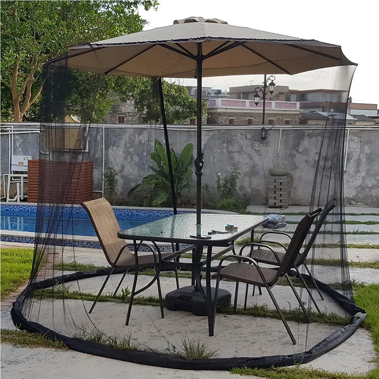 2021 high quality outdoor outdoor restaurant courtyard with zipper anti-mosquito umbrella net cover parasol mosquito net