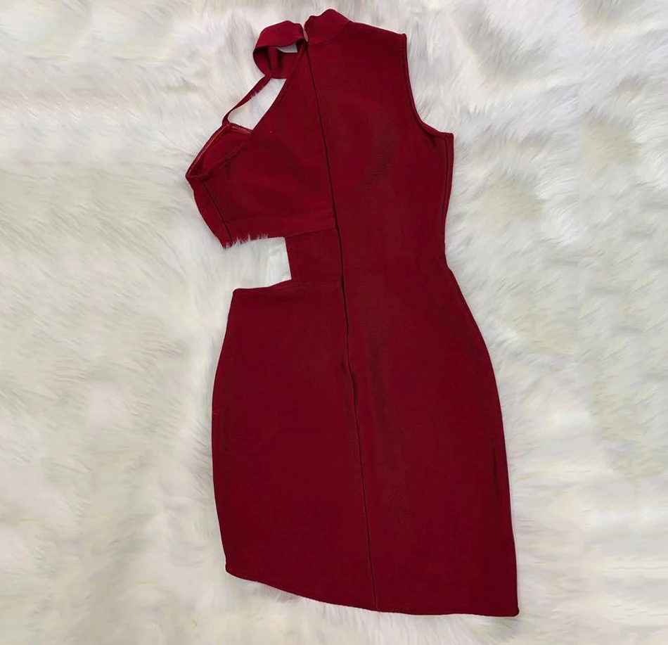 Fashion Openwork Bandage Dress New Fashion Women Sleeveless Bodycon Mini Dress Club Celebrity Evening Party Vestidos