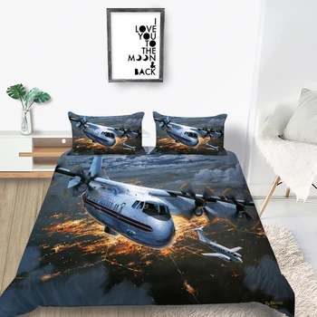 

City Night Bedding Set Airliner Lifelike Fashionable Duvet Cover 3D Queen King Twin Full Single Double Unique Design Bed Set