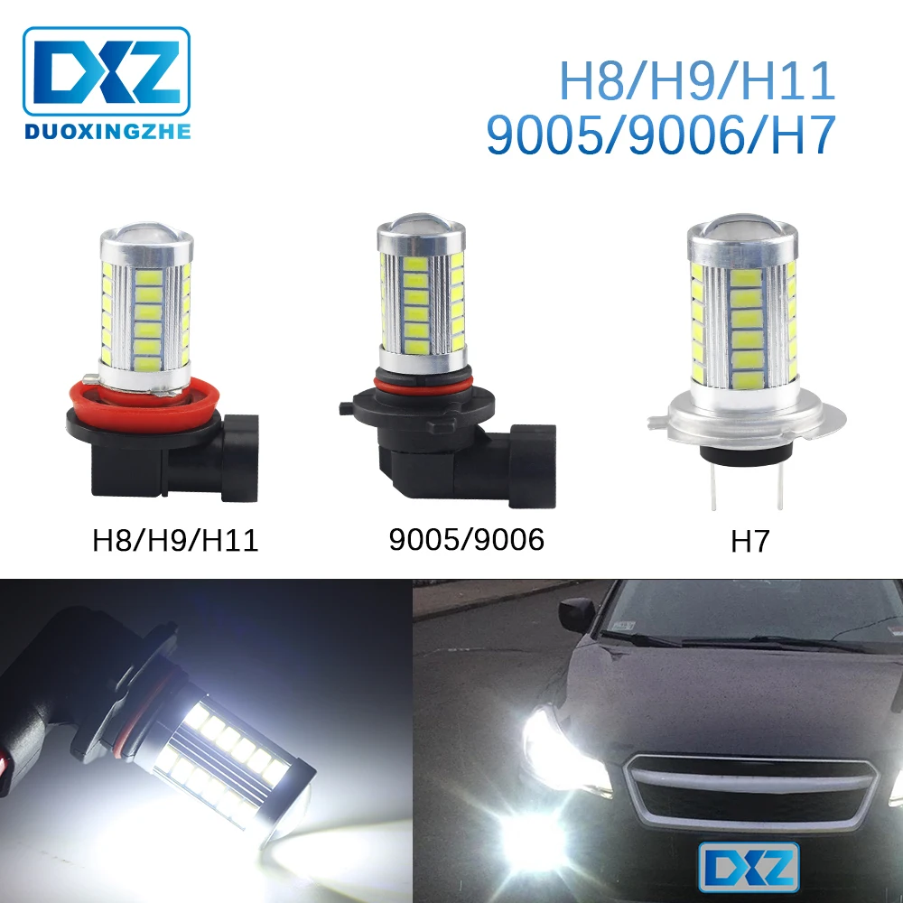 DXZ 2 шт. светодиодные противотуманные фары H7 H8 H9 H11 9005 9006 HB3 HB4 яркий автомобиль, вождения, бега, лампа лампочка для фары 5630 33MD 1200LM 12V