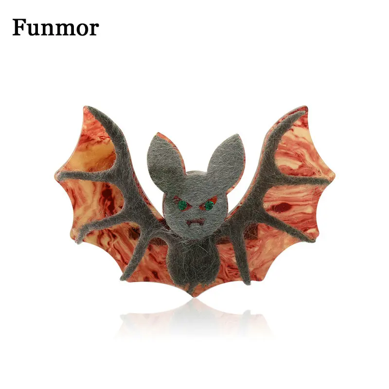 Крутая акриловая брошь Funmor в форме летучей мыши булавки из искусственной кожи