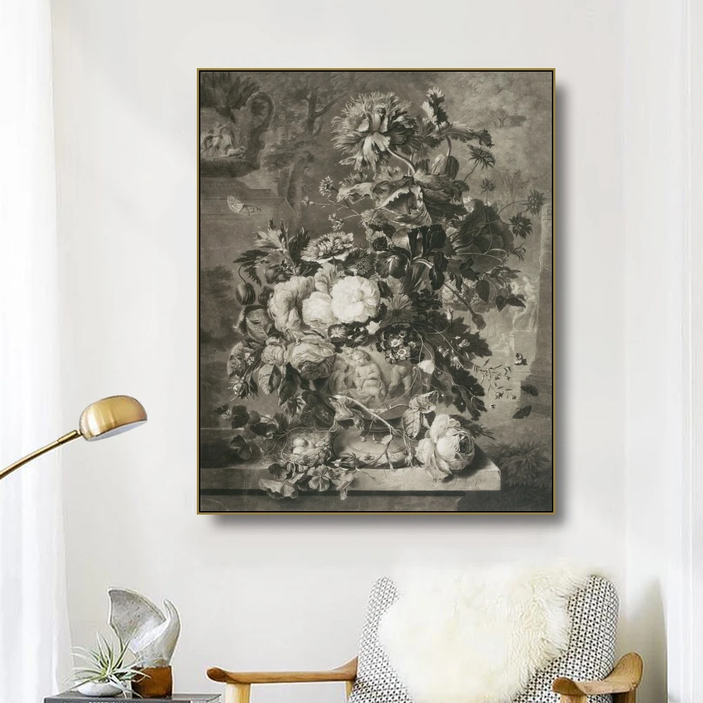 

Canvas Art Oil Painting Retro flower plant still life Art Poster Picture Wall Decor Modern Home Decoration For Living room