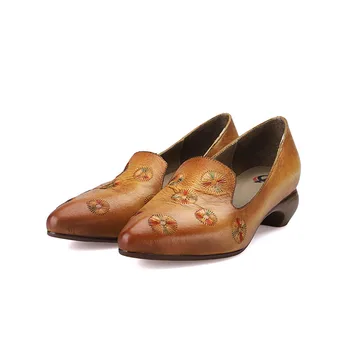 

YourSeason Women Retro Genuine Leather Pumps 2020 New Spring Autumn Pointed Toe Sewing Casual Ladies Slip On Shoes Handmade