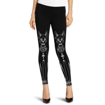 

Women Egyptian Cat Stamp Hippie Gothic Skinny Casual Pants Tights Leggings #25