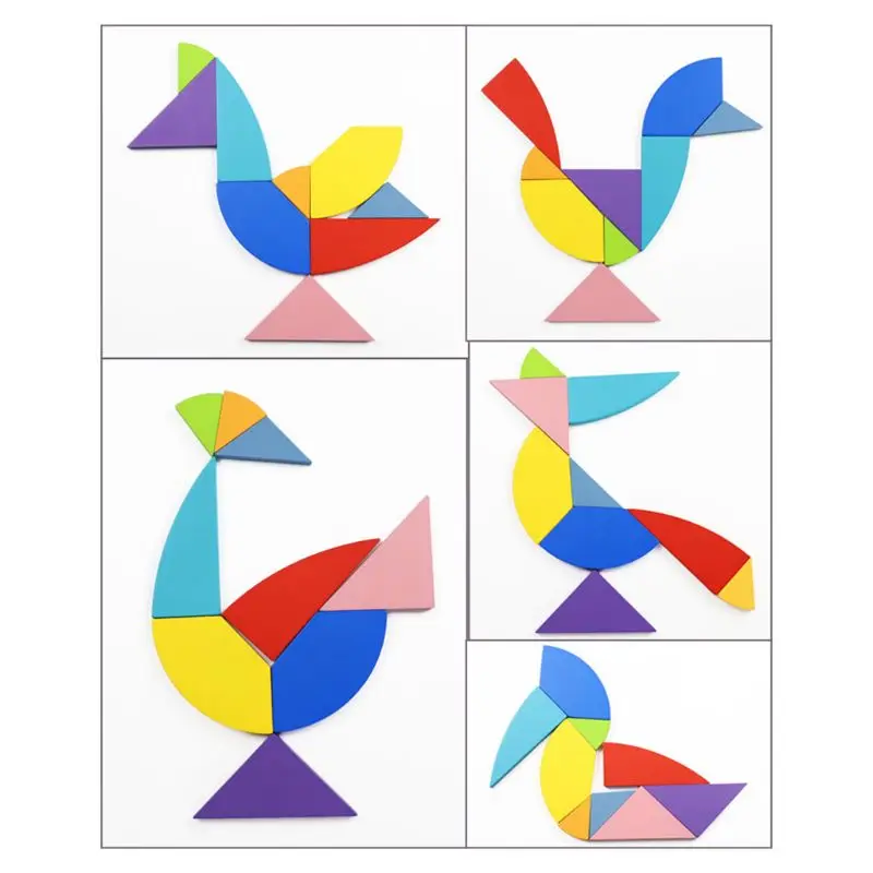 Деревянные головоломки набор Классический Tangram головоломки в железной коробке ребенок Фокус Обучение подарки H37A