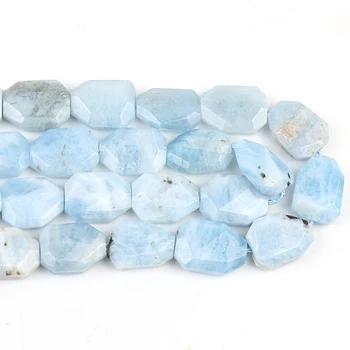 

Natural Aquamarines Stone Beads Section Hexagon Shape Loose Beads for Jewelry Making DIY Bracelet Accessories 15x20mm
