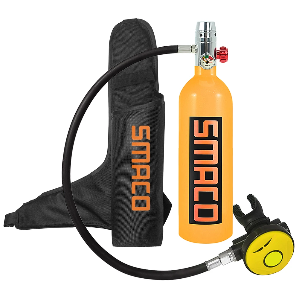 

1L Scuba Oxygen Cylinder Diving Air Tank Scuba Regulator Diving Respirator Snorkeling Breathing Equipment with Protective Pouch