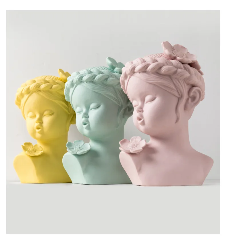 

Home Cabinet Desktop Decor Toys Macaron Baby Face Statue Nordic Modern Art Ceramic Home Collection Great Gift