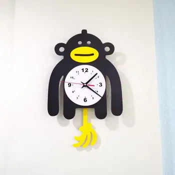 

3D Cute Swing tail Monkey Wall Clock Children Bedroom Living Room Silent Pendulum Clock Kindergarten Decor Shop Home decoration