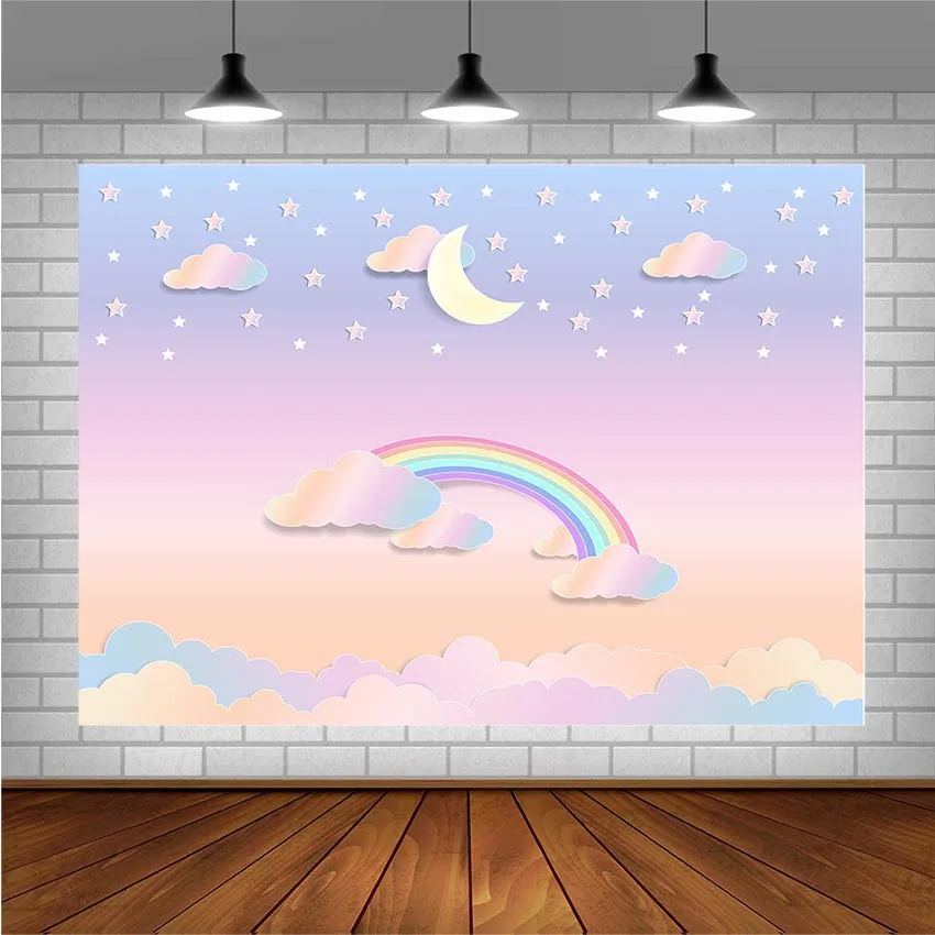 Avezano Photography Backgrounds Baby Shower Rainbow Stars Moon Backdrops For Photo Studio Photocall Photozone Decor Wallpaper |