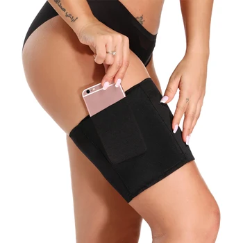 

1PCS Women High Elastic Silica Gel Anti-friction Protection Thigh Bands Lace Leg Warmer Women Phone Card Pocket Thigh Bands
