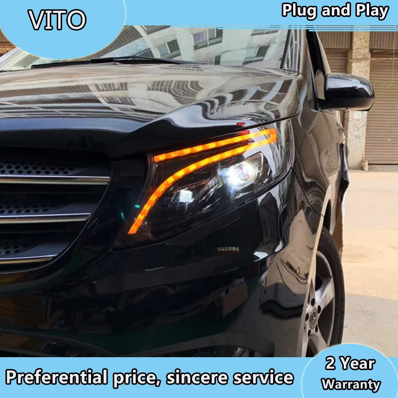 

Стайлинг автомобиля для Benz V260 все светодиодный ные фары 2016-2017 для Mercedes-Benz vito 2017 светодиодный ные фары DRL Bi светодиодный линзы