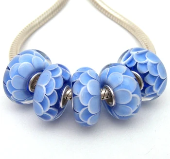 

JGWG832 5X 100% Authenticity S925 Sterling Silver Beads Murano Glass beads Fit European Charms Bracelet diy jewelry Lampwork