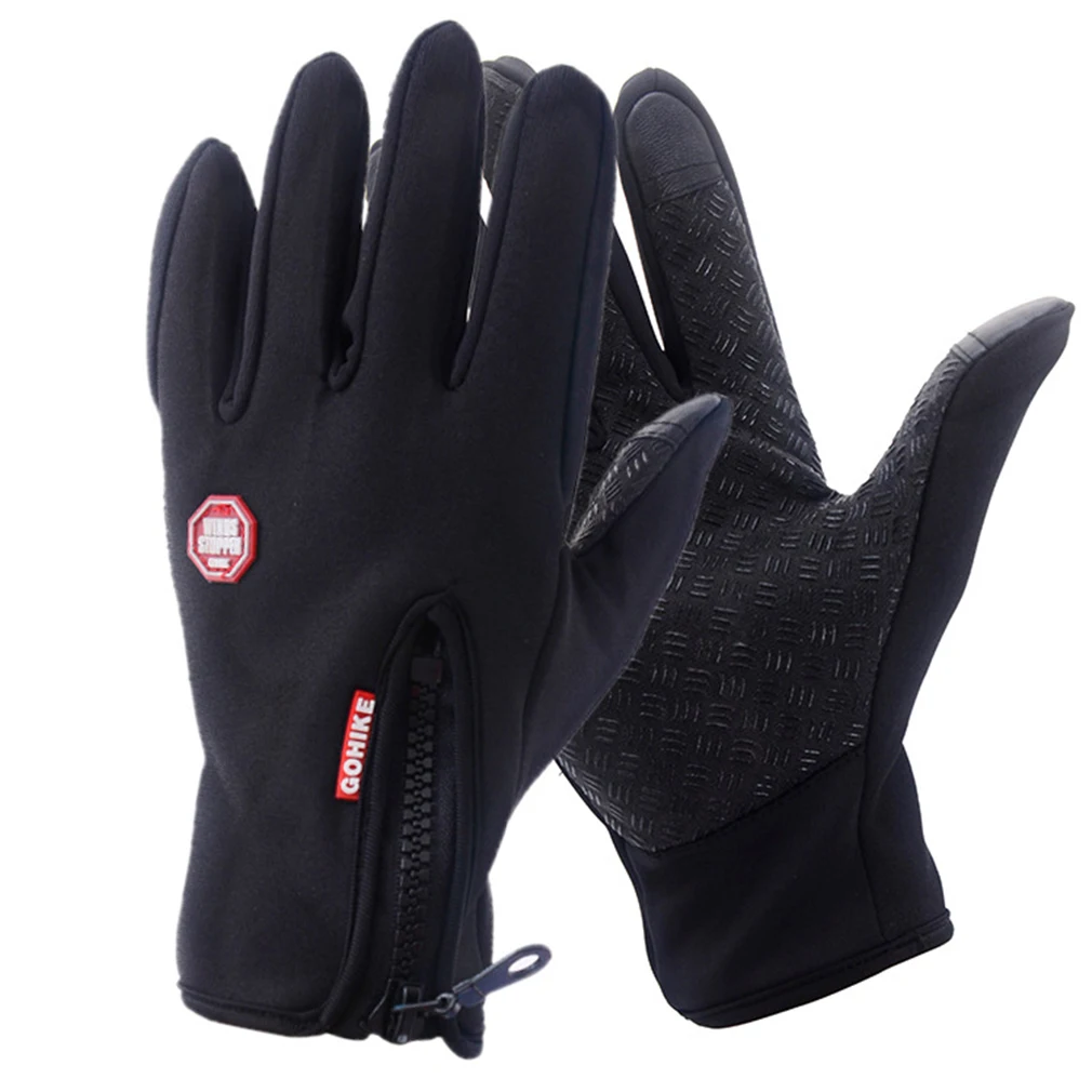 Men Women Outdoor Climbing Cycling Sports Full Finger Touch Screen Gloves Driving Warm Mittens For Mobile Phone - Цвет: black XL