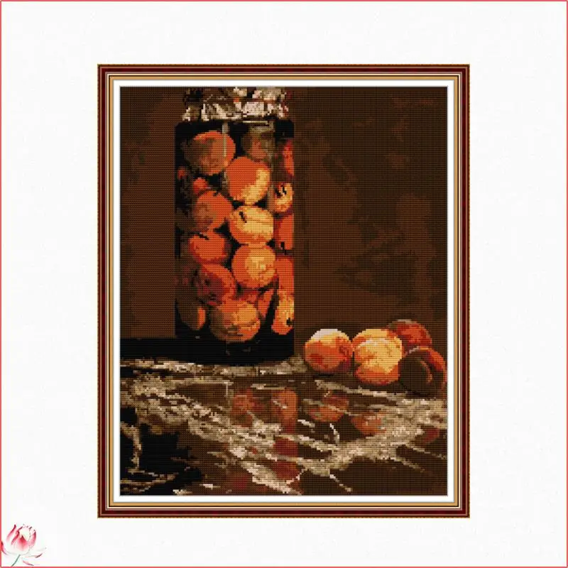 

Jar Of Peaches Patterns Counted 11CT 14CT DIY Cross Stitch Sets Chinese Cross-stitch Kits Embroidery Needlework Home Decoration