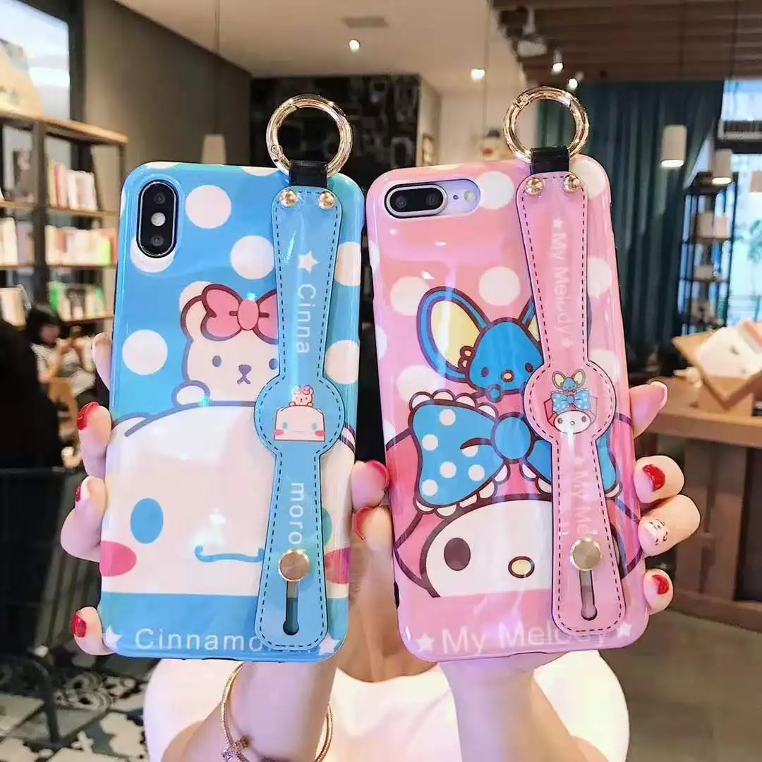 

For iphone XS Max Cute My melody Wrist strap soft Shell Phone Case For iPhone 8plus 7P 6S 6p XS XR cartoon Blue ray case