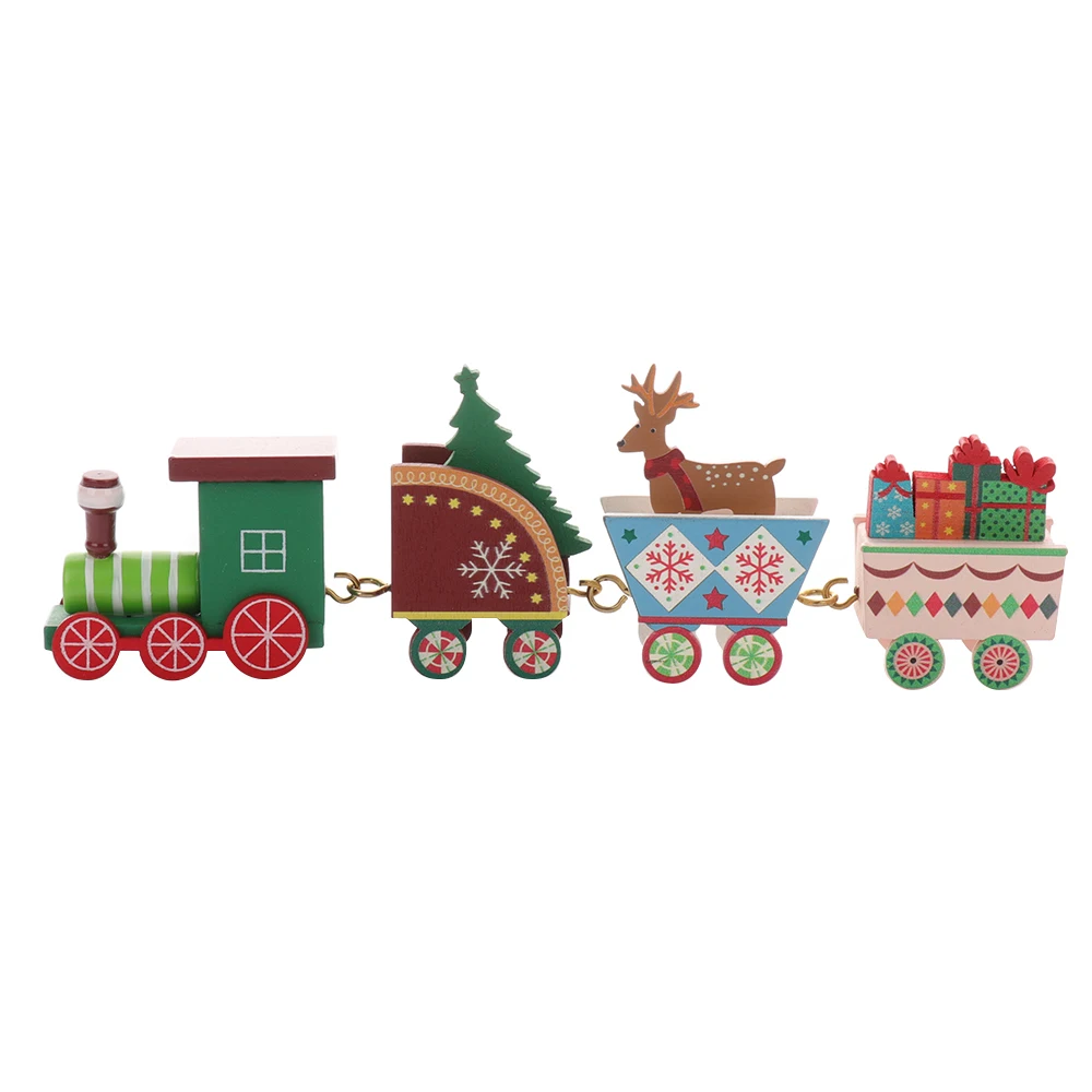 Рождественский мини деревянный поезд расписанный с рождественскими игрушками подарок орнамент navidad Рождественское украшение для дома подарок на год