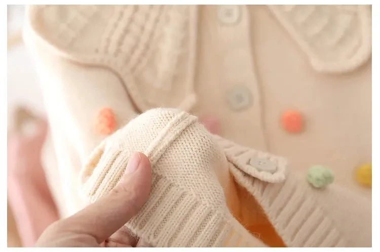 Girls' Knitted Cardigan Jacket Children's Jacket Baby Bottoming Long-Sleeved Sweater For Kids Clothes Coat Top