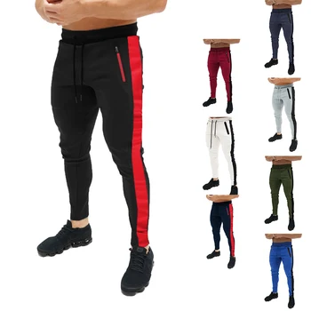 

Pencil Pants Men 2020 European Size Fitness Movement Splicing Pull Rope Open Bag Design Men's Trousers